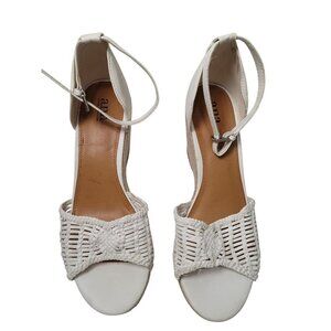 Ana Horizon Espadrille White Woven Wedge Sandals Size 11 Ankle Strap Open Toe